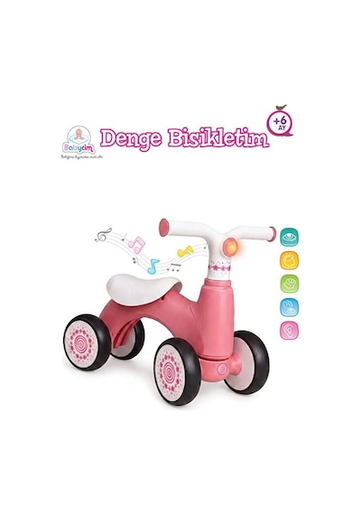 Urt047-001 Pembe Babycim Denge Bisikleti Beyaz