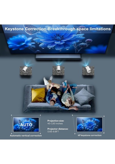 Mini Projektör 4k Taşınabilir Destek Wifi 6 Bt 5.4 Entegre Uygulama Android 14