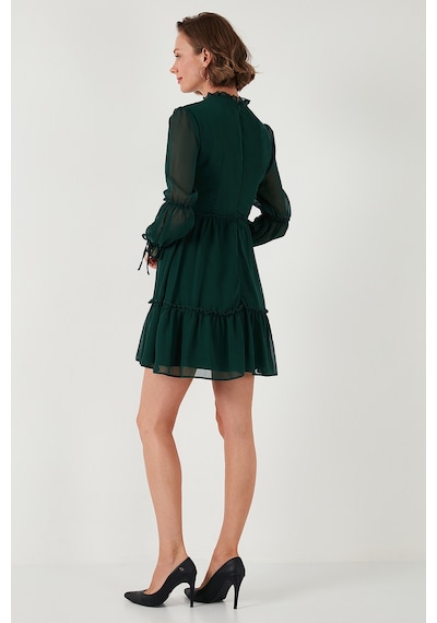 Lela Regular Fit Dik Yaka Büzgülü Astarlı Mini Bayan Elbise 611El345 Zümrüt Lela Regular Fit Dik Yaka Büzgülü Astarlı Mini Bayan Elbise 611El345 Zümrüt