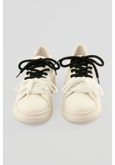 Mubiano Kadın Sneaker Kalın Taban Çift Bağcıklı Günlük Spor Ayakkabı Elvora Beyaz Beyaz