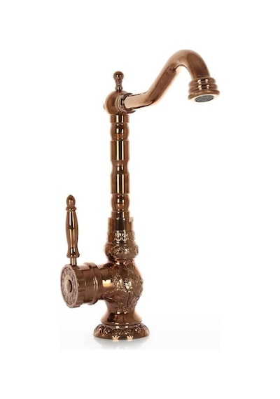 İsaoğlu Yapı Bakır Batarya Bronz Mutfak Bataryası Vintage Tasarım İşlemeli Bakır Musluk Bakır