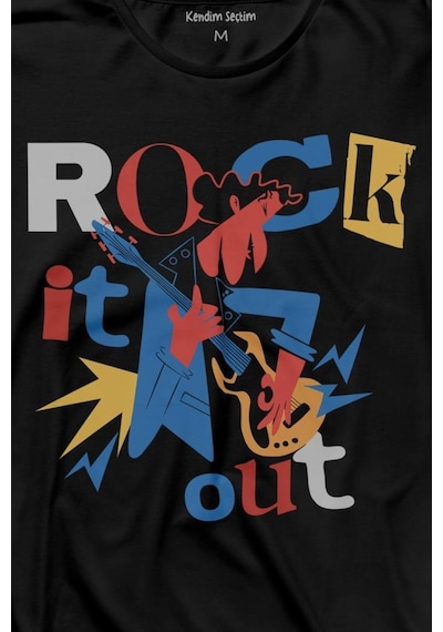 Rockstar Rock It Out Guitar Gitarist Uzun Kollu Tişört Baskılı T-shirt 001