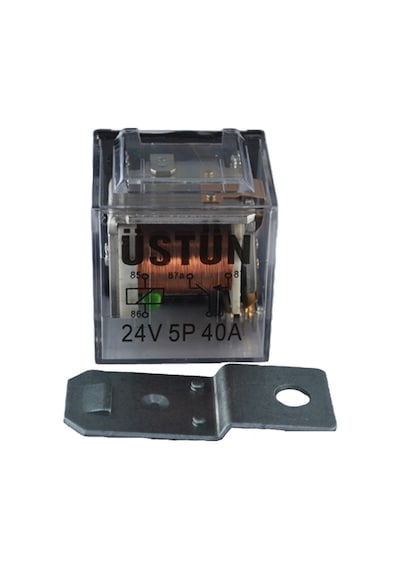 24V 40A 5 Fişli Ledli Dirençli Şeffaf Mini Röle