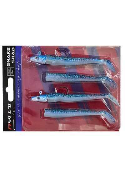 Ryuji Snake Shad 11cm 10gr 2 Jighead + 4 Silikon 11 Blue Ice