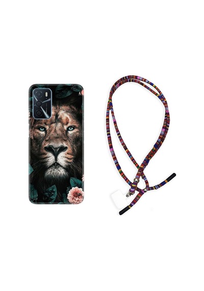 Oppo A16 Kılıf Rasta Boyun Askılı Leon Flowers 1307