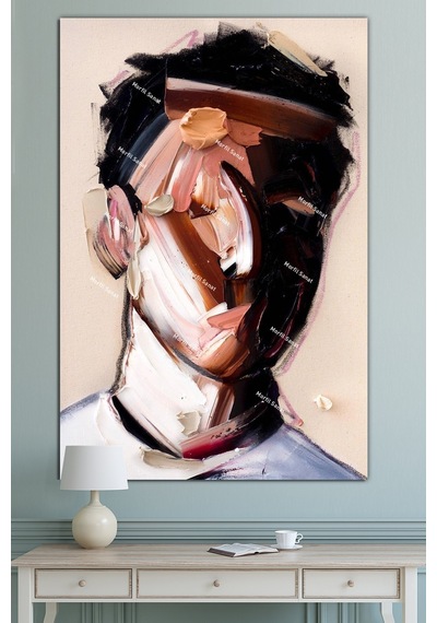 Yüzler Fırça Darbeli Görünümlü Soyut Modern Sanat Kanvas Tablo  90 x 60