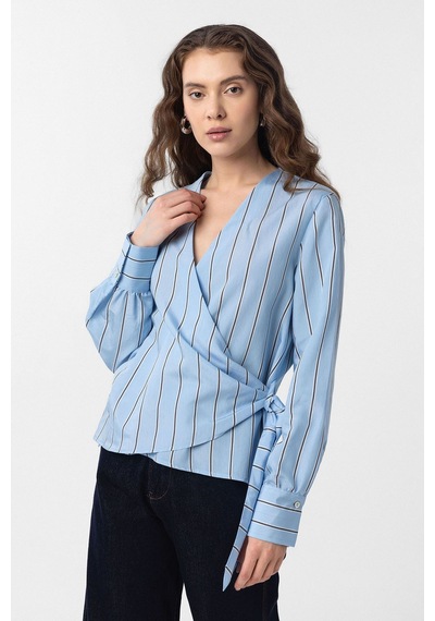 Antioch Dökümlü Kimono Kadın Gömlek Mavi