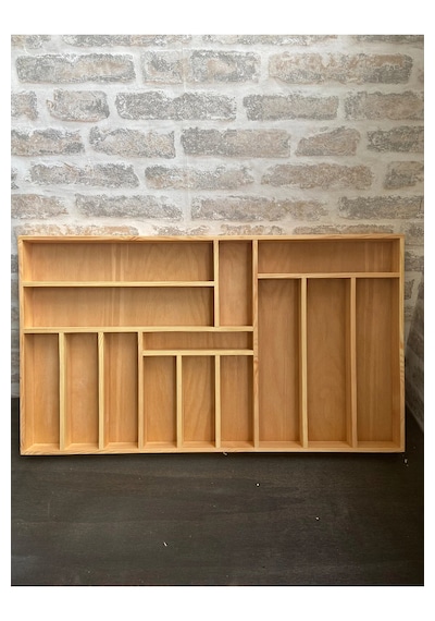 80x45 Cm Masif Ahşap Kaşıklık Çekmece İçi Yemek Takımı Ve Servis Gereçleri Düzenleyici Organizer