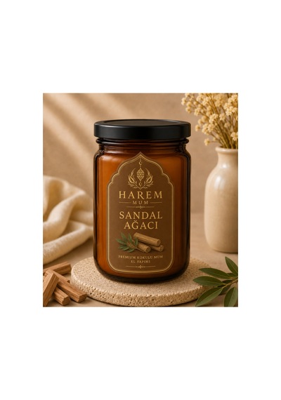 Sandal Ağacı Kokulu El Yapımı Kavanoz Mum 150 Gr Beyaz