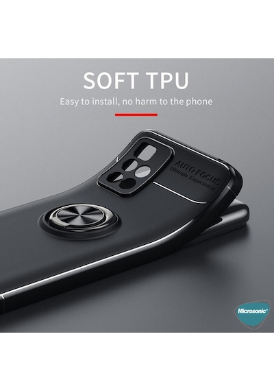 Microsonic Xiaomi Redmi 10 2022 Kılıf Kickstand Ring Holder