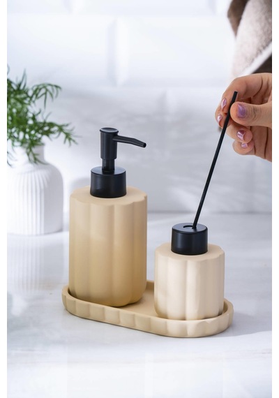 Acar Vega Bej 3 Parça Banyo Seti Bej