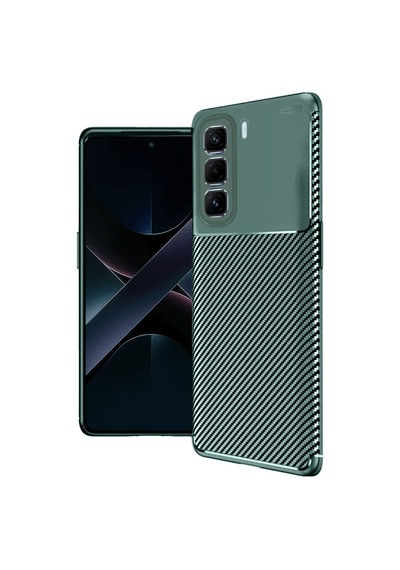 Coverzone İnfinix Hot 50 Pro Plus İle Uyumlu Silikon Kılıf Kamera Korumalı Karbon Tpu Brimstone Ultra Slim Fit Delux Haki