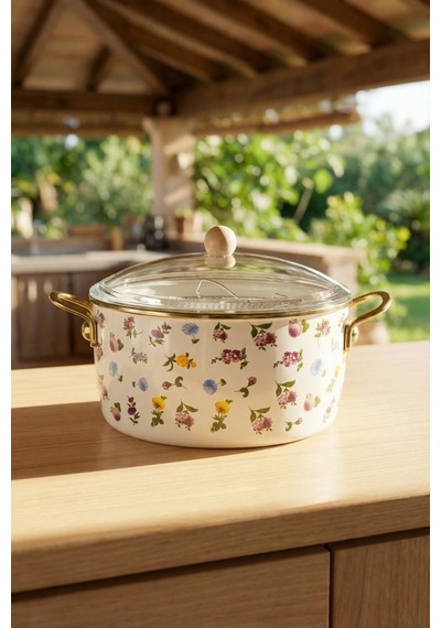 Acar Xap-10429 Petit Fleur Collection 22 Cm Emaye Kızartma Tenceresi Çok Renkli