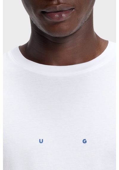 Hugo Logolu % 100 Pamuk Bisiklet Yaka T Shirt Erkek T Shirt 50566086 100 Beyaz