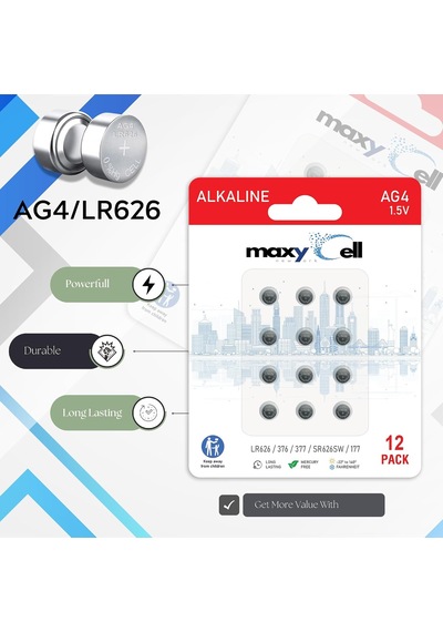 Lexroo 12 Adet Ag4 Lr626 Alkalin Düğme Pil 1,5v Saatler, Oyuncaklar, Araç Kumandaları