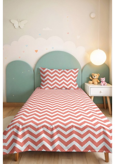 Pembe Zigzag Geometrik Genç Odası Tek Kişilik Pike Takımı - Modern 160x220 Cm Kapitone Yatak Örtüsü Ayazlı Sükunet Akışı