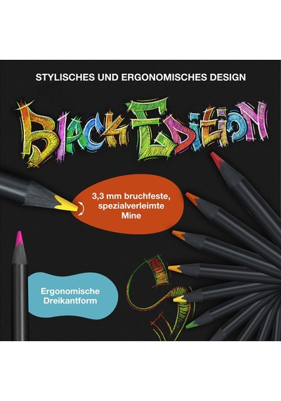 Faber-castell Black Edition Renkli Kalemler - 12 Sayı, Siyah Ahşap Ve Süper Yumuşak Çekirdek Kurşun, Yetişkin Boyama, Sanatçılar Ve Yeni Başlayanlar İçin Profesyonel Kalite Renkli Kalemler 124-Pembe