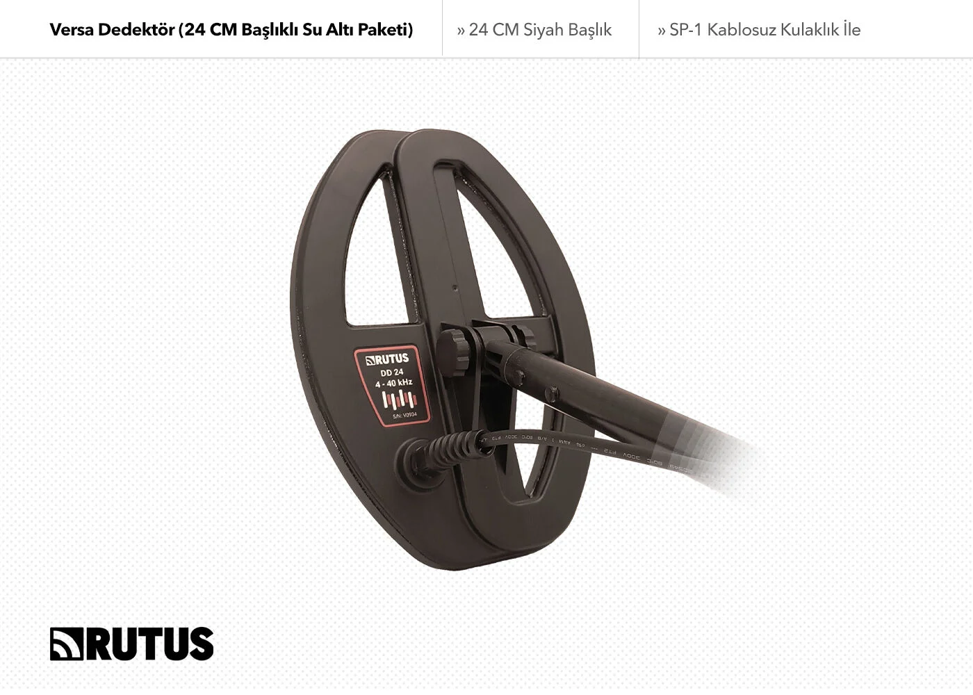 Rutus Versa Dedektör 24cm Başlıklı Su Altı Paketi İle Metal Dedektörü