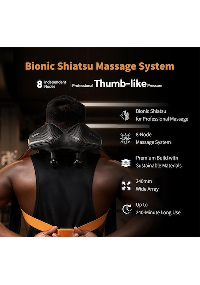 Akıllı Isıtmalı Shiatsu, 8 Ekstra Geniş Biyonik Kafa, Boyun-omuz-sırt