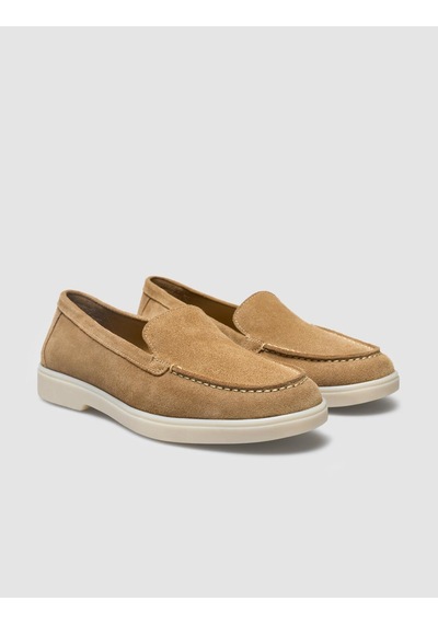 Hakiki Deri Taba Süet Kadın Loafer Taba