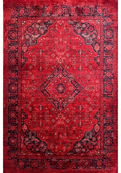 Afghan Antik Desenli Otantik Görünümlü Esoteric Vintage Kırmızı Halı Af01 Lacivert-kırmızı