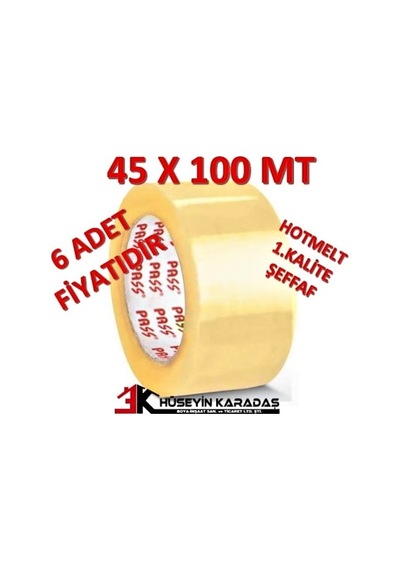 Pass Koli Bandı 45 x 100 M Şefaf 6 Adet