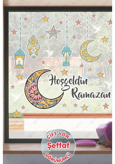 Hoşgeldin Ramazan Sticker Seti Ramazan Kandilleri Hilal Ve Yıldız Figürlü-şeffaf Çok Renkli