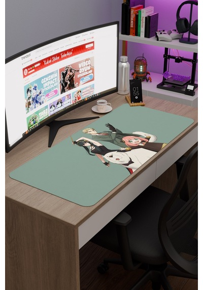 Spy Family Anime V3 - 90x40 Xxl Gaming Kauçuk Kaymaz Taban Mouse Pad Fare Altlığı