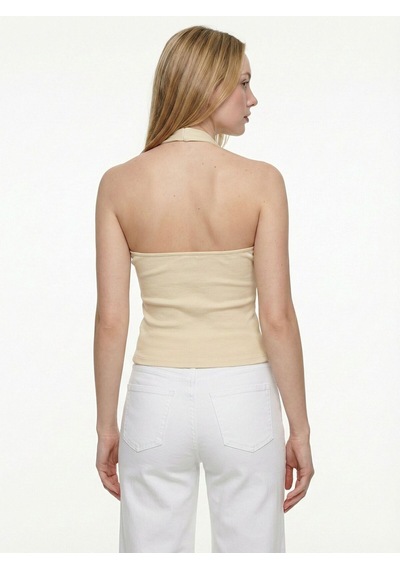 Slim Fit Kadın Top Light Yellow