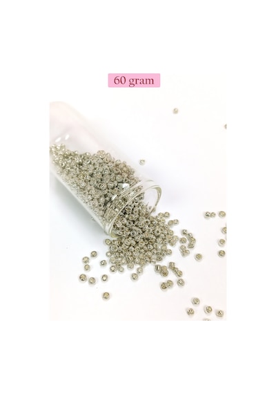 Dökme Cam Kum Boncuk 8/0 3 Mm - 60 Gram - Parlak Gümüş - Bnc188