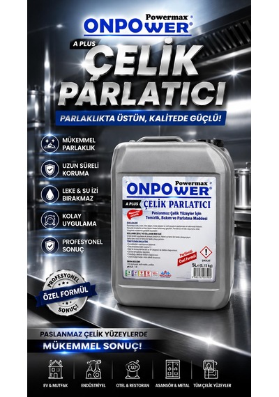 Onpower A Plus Çelik Parlatıcı 5l Paslanmaz Yüzeyler İçin Profesyonel Parlaklık