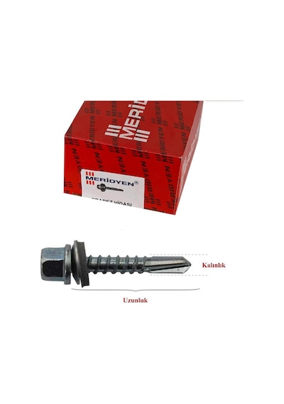Meridyen Trapez Çatı Vidası 4.8X25 (500'Lü Paket)