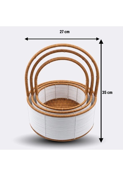 Şık Tasarım Çok Amaçlı İç İçe Geçebilen Plastik Rattan Sepet Seti