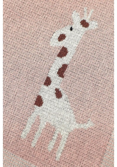 Kız Ve Erkek Bebek Için Triko Örgü Bebek Battaniyesi Pembe Zürafa 90cm X110cm Pembe4 Pembe4