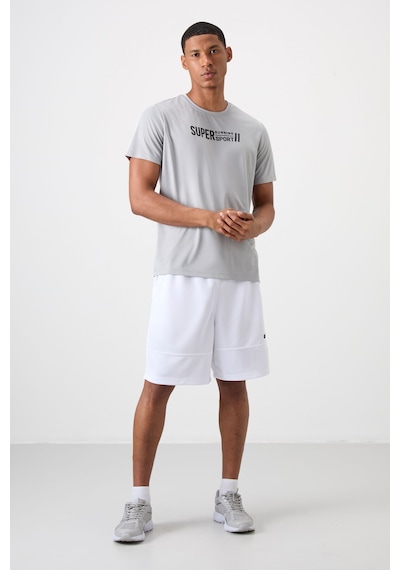 Tommy Life Gri Polyester Nefes Alan Dokulu İnce Esnek Standart Fit Erkek Performans T-shirt - 88385 Gri
