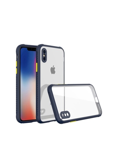 Apple Uyumlu iPhone Xs Max Kılıf Miami Şeffaf Silikon Lacivert,