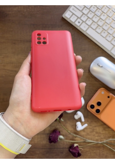 Samsung Galaxy A51 Uyumlu Kamera Korumalı Darbeye Dayanıklı Renk Atmayan Fab Silikon Kılıf Kırmızı