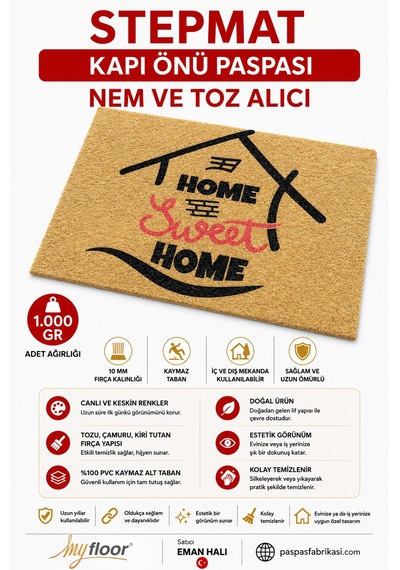 Stepmat Nem Ve Toz Alıcı Velür Coco Kapı Önü Paspası Sweethome Kahverengi