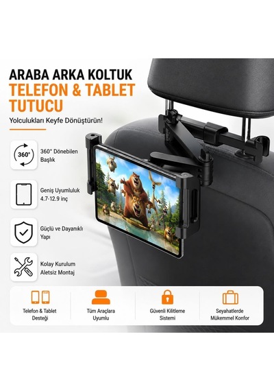 Teleskopic Uzayabilen Araç Arka Koltuk Tablet Tutucu Araç Tablet Standı Araç Telefon Tutucu Diğer