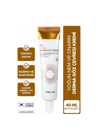 Lebelage ve  Salyangoz Özlü Nemlendirici Göz Kremi Dr. Snail Derma Eye Cream 40 ML