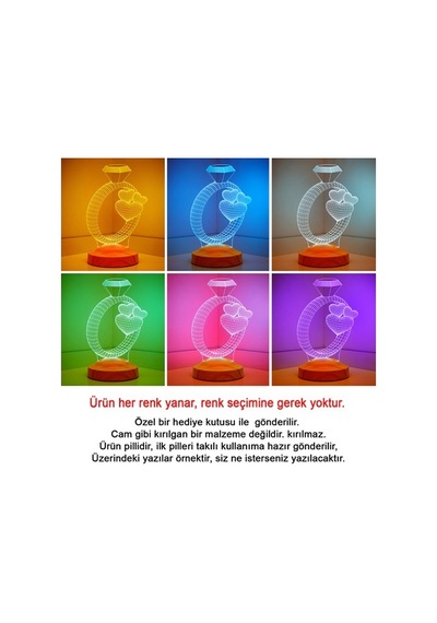 Sevgililer Günü Tek Taş Yüzük 14 Şubat Hediye 3D Led Lamba