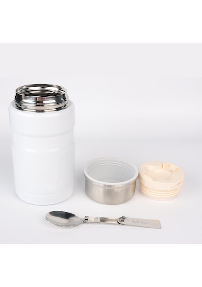 750 Ml Paslanmaz Çelik Yemek Termosu-çelik Kaşıklı,beyaz Beyaz