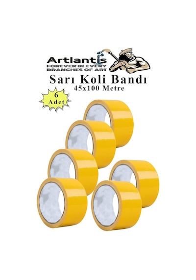 Sarı Koli Bantı 100 Metre 6 Adet 45mm X 100 Metre Renkli Koli Bandı Extra Güçlü Formül Akrilik Koli Bandı 6