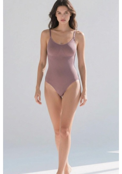 Kadın Poliamid Baskısız Sezonsuz Gül Kurusu Body