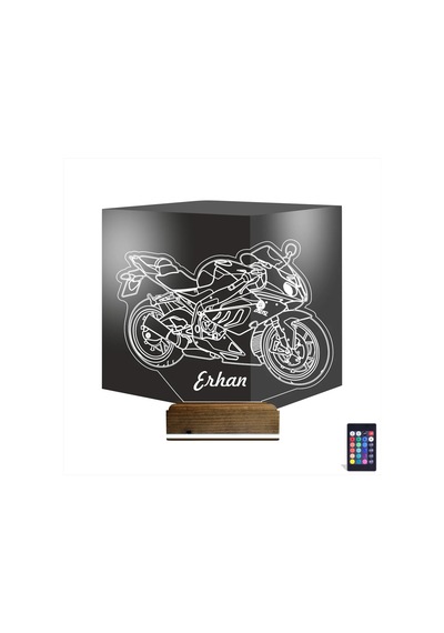 Luvivia Motosiklet Yarış Motoru Kişiye Özel 3d Lamba - Masa Gece Lambası V1 Şeffaf