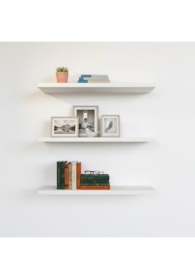 Duvar Rafı Beyaz Renk Mdf 45x15 3 Adet