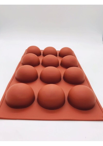 Yarım Küre 12'li Silikon Kek Pasta Buz Kalıbı Ürün 4,5cm Kahverengi Kahverengi