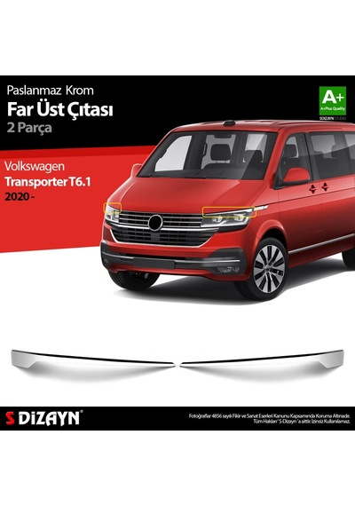 S-Dizayn  Volkswagen Transporter T6.1 Krom Far Üst Çıtası 2 Prç. 2020 Üzeri