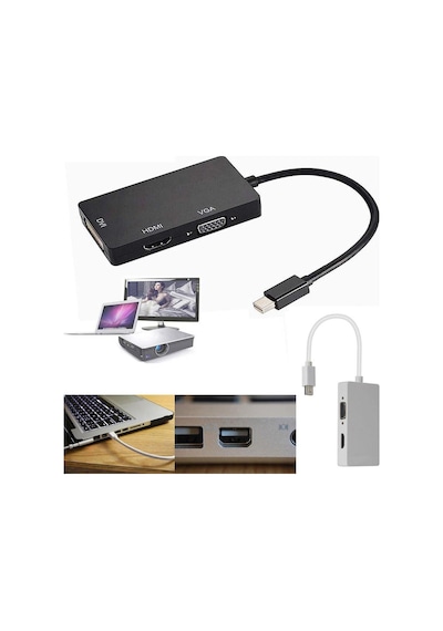 Mini Displayport To Hdmi Dvi Vga Kablo Çevirici Dönüştürücü Thunderbolt