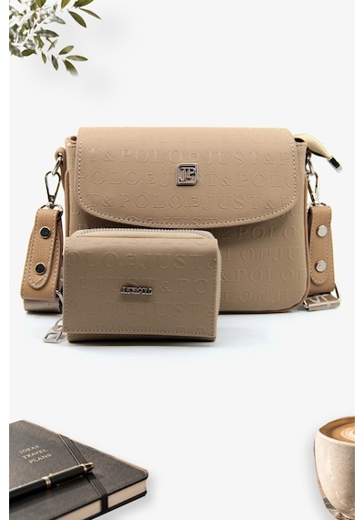 Just Polo 1002 Vizon Yeni Sezon Kolon Askili 4 Bolmeli Kadin Omuz Cantasi 21x16cm 4062 Açık Vizon